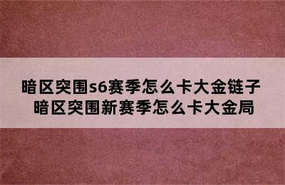 暗区突围s6赛季怎么卡大金链子 暗区突围新赛季怎么卡大金局